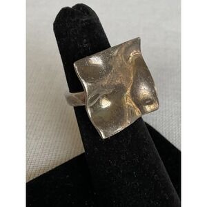 Vintage 925 Sterling Silver Square Modernist Ring Size 4.75